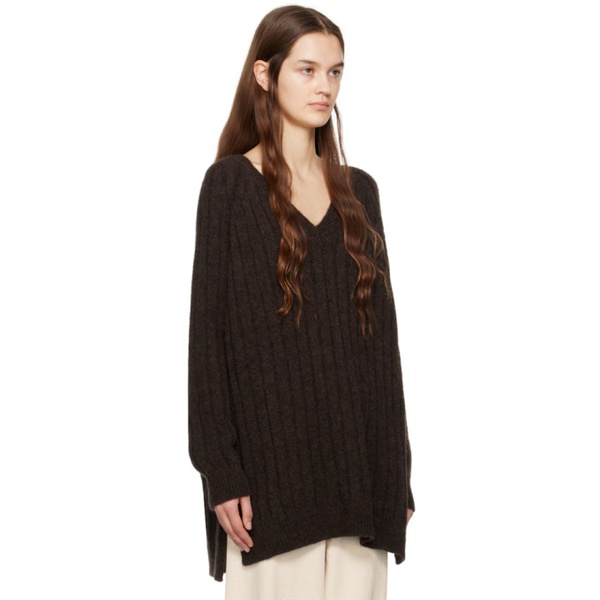  Cordera Brown Oversized Sweater 231909F100000