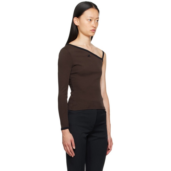  Courreges Brown Single-Shoulder T-Shirt 232783F110005