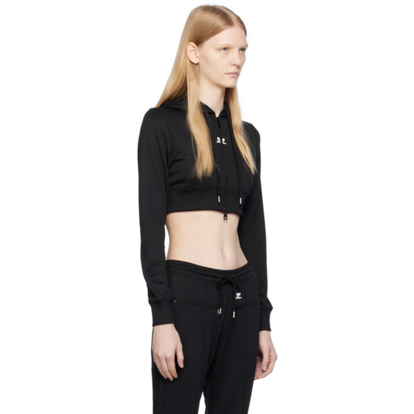  Courreges Black Cropped Hoodie 232783F097000