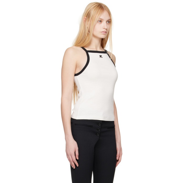  Courreges White & Black Buckle Tank Top 241783F111014
