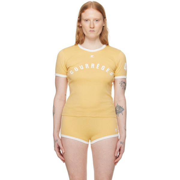  Courreges Yellow Contrast T-Shirt 241783F110014