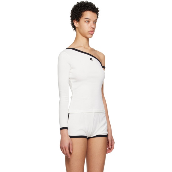  Courreges White Asymmetric Long Sleeve T-Shirt 231783F110014