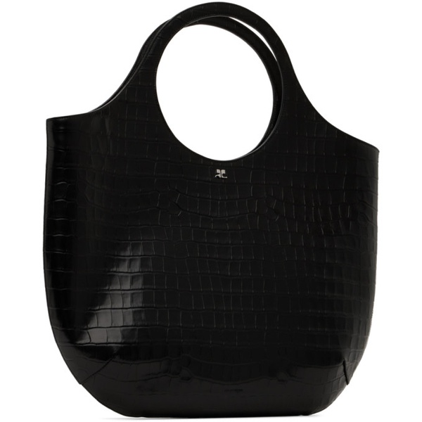  Courreges Black Large Holy Croco Stamped Tote 241783F049007