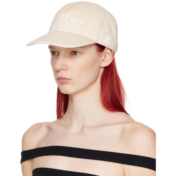  Courreges Beige AC Embroidered Washed Cap 241783F016002