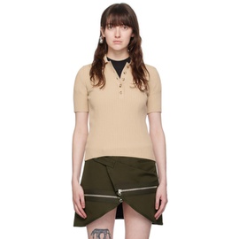Courreges Beige Embroidered-Logo Polo 241783F108009