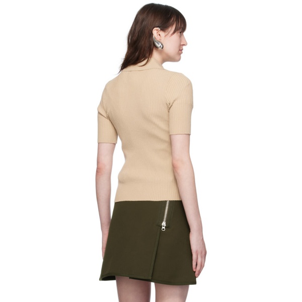  Courreges Beige Embroidered-Logo Polo 241783F108009