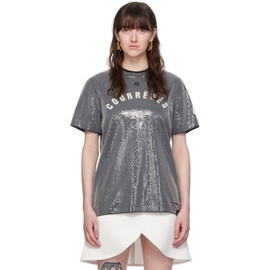 Courreges Gray Sequinned T-Shirt 241783F110002