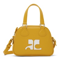 Courreges Yellow Mini Leather Bowling Bag 241783F046004