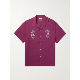 DE BONNE FACTURE Camp-Collar Embroidered Linen Shirt 1647597296035369