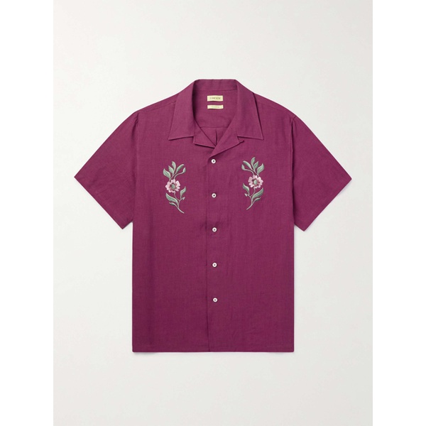  DE BONNE FACTURE Camp-Collar Embroidered Linen Shirt 1647597296035369