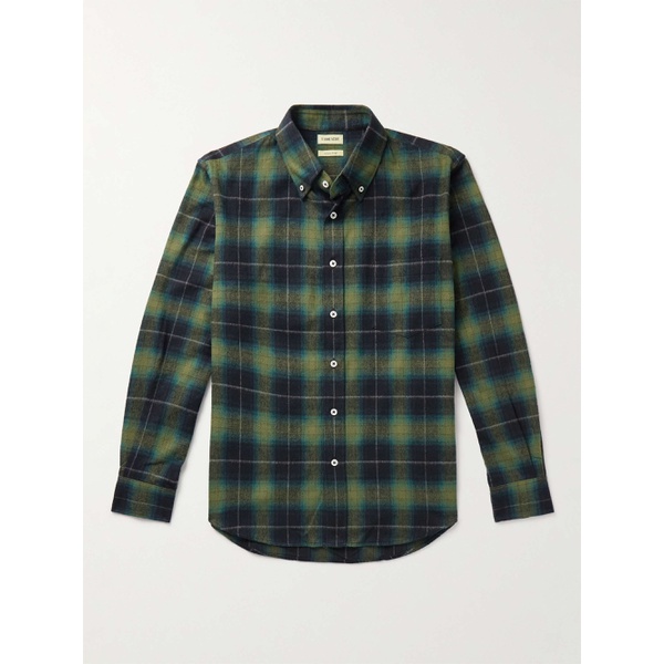  DE BONNE FACTURE Button-Down Collar Checked Cotton-Flannel Shirt 1647597311020882
