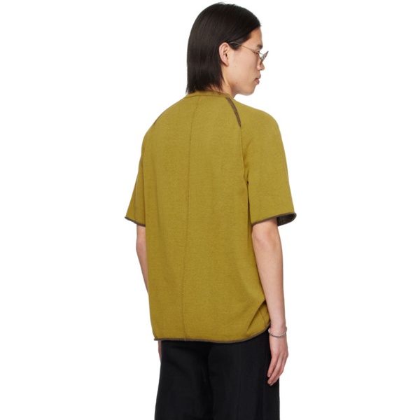  DEVOA Yellow Rolled Edge T-Shirt 241212M213007