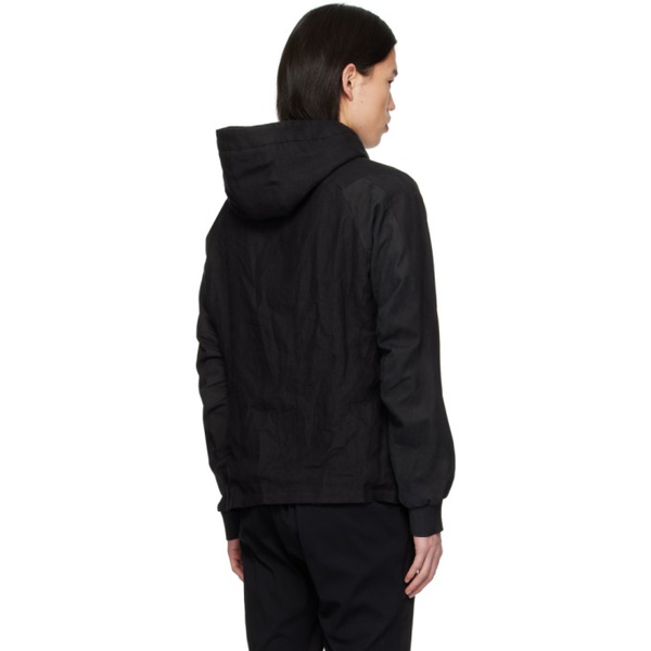  DEVOA Black Hooded Leather Jacket 241212M181000