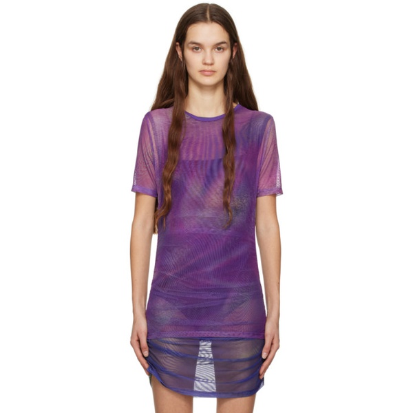  DRAE Purple Glitch Print T-Shirt 231520F110001