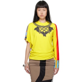 Diana Stra?ng Yellow Colorblock Long Sleeve T-Shirt 232137F110000
