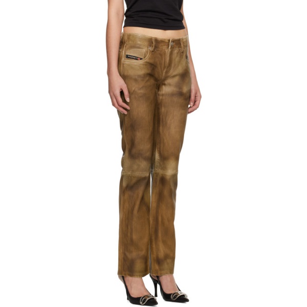 디젤 디젤 Diesel Tan L-Texa Leather Pants 231001F084001