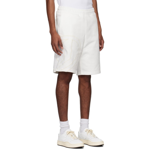 디젤 디젤 Diesel White P-Crow-Megoval Shorts 231001M193002