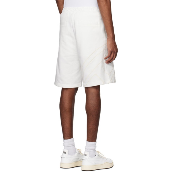 디젤 디젤 Diesel White P-Crow-Megoval Shorts 231001M193002