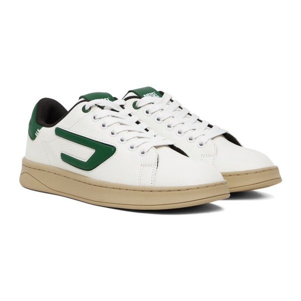 디젤 디젤 Diesel White & Green S-Athene Low Sneakers 231001M237001