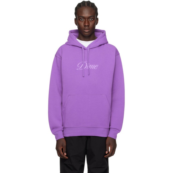  다임 Dime Purple Cursive Hoodie 241841M202031