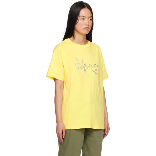  다임 Dime Yellow Tangle T-Shirt 241841F110002