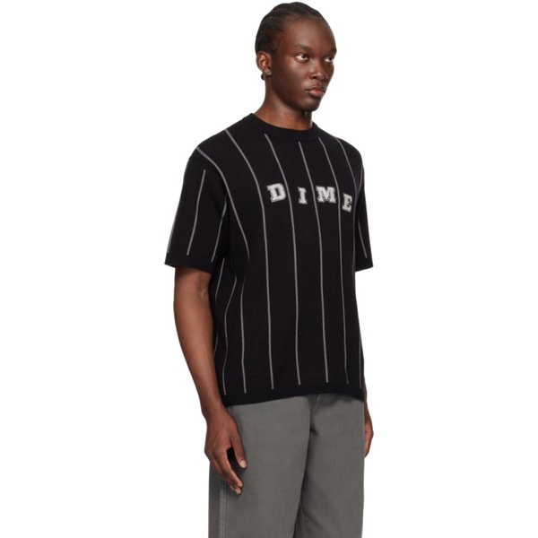  다임 Dime Black Striped T-Shirt 241841M201016
