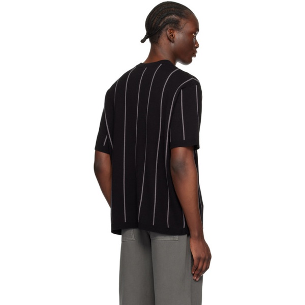  다임 Dime Black Striped T-Shirt 241841M201016