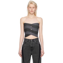 디온 리 Dion Lee Gray & Black Reflective Interlocking Weave Bustier 241417F111039