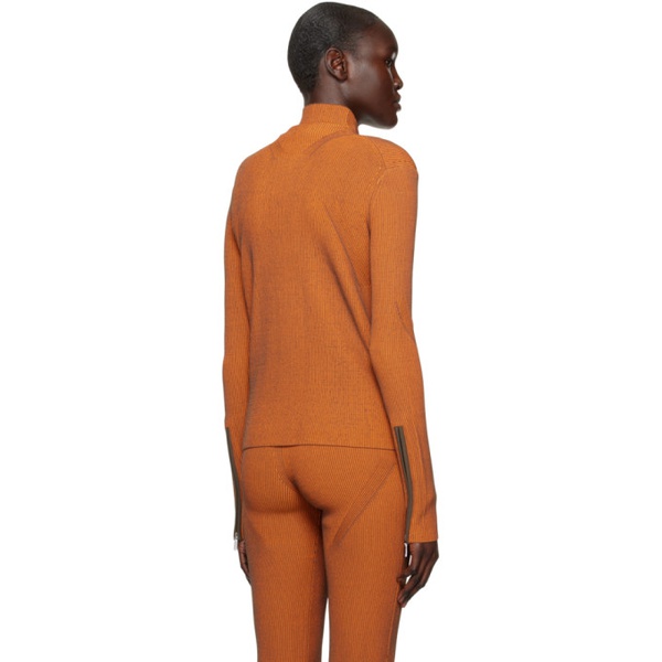  디온 리 Dion Lee Orange Angled Rib Zip-Up Sweater 231417F097001
