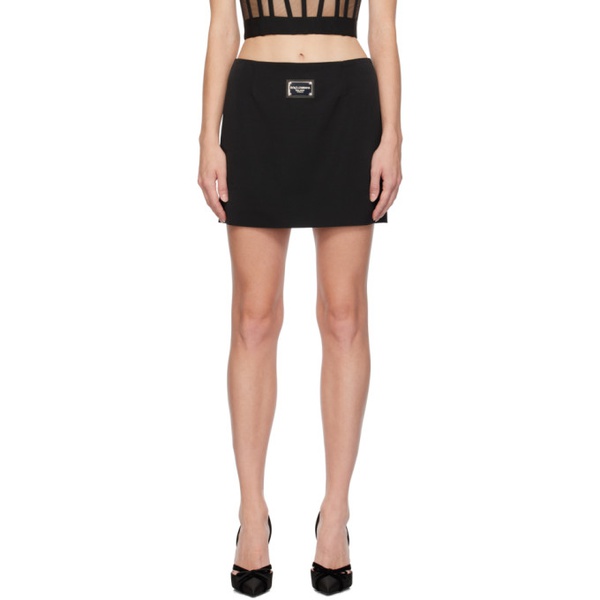 돌체앤가바나 Dolce&Gabbana Black Logo Plaque Miniskirt 232003F090002