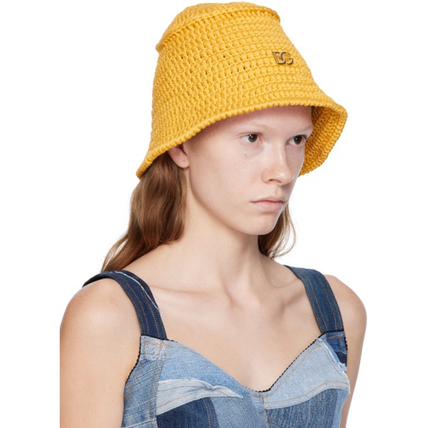 돌체앤가바나 Dolce&Gabbana Yellow Logo Bucket Hat 232003F015000