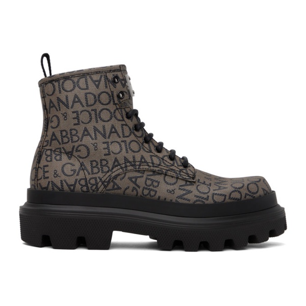 돌체앤가바나 Dolce&Gabbana Brown & Black Logo Boots 232003M255000