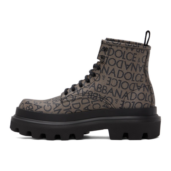 돌체앤가바나 Dolce&Gabbana Brown & Black Logo Boots 232003M255000