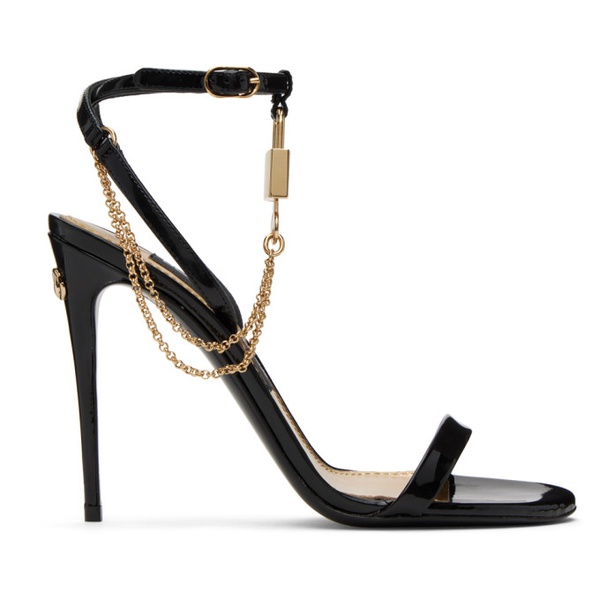 돌체앤가바나 Dolce&Gabbana Black & Gold Padlock Heeled Sandals 232003F125006