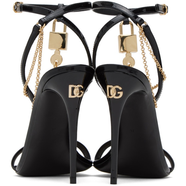 돌체앤가바나 Dolce&Gabbana Black & Gold Padlock Heeled Sandals 232003F125006