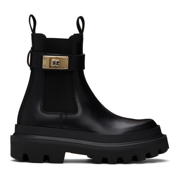 돌체앤가바나 Dolce&Gabbana Black Calfskin Chelsea Boots 232003F113000