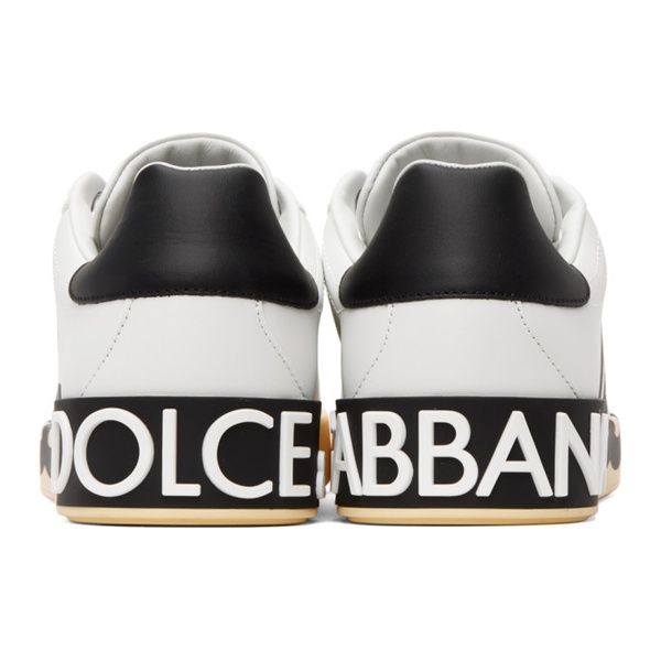 돌체앤가바나 Dolce&Gabbana White & Black Portofino Sneakers 241003M237025