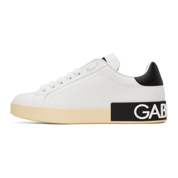 돌체앤가바나 Dolce&Gabbana White & Black Portofino Sneakers 241003M237025