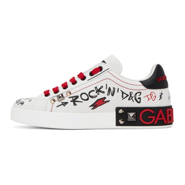 돌체앤가바나 Dolce&Gabbana White & Red Portofino Sneakers 241003M237006