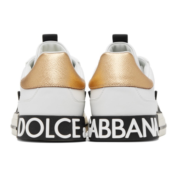 돌체앤가바나 Dolce&Gabbana White & Gold 2.Zero Custom Sneakers 241003M237013