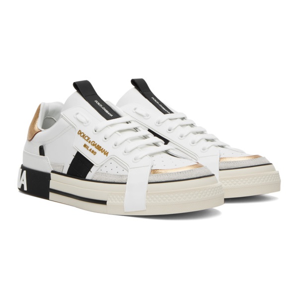 돌체앤가바나 Dolce&Gabbana White & Gold 2.Zero Custom Sneakers 241003M237013