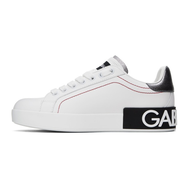 돌체앤가바나 Dolce&Gabbana White Calfskin Nappa Portofino Sneakers 241003F128002