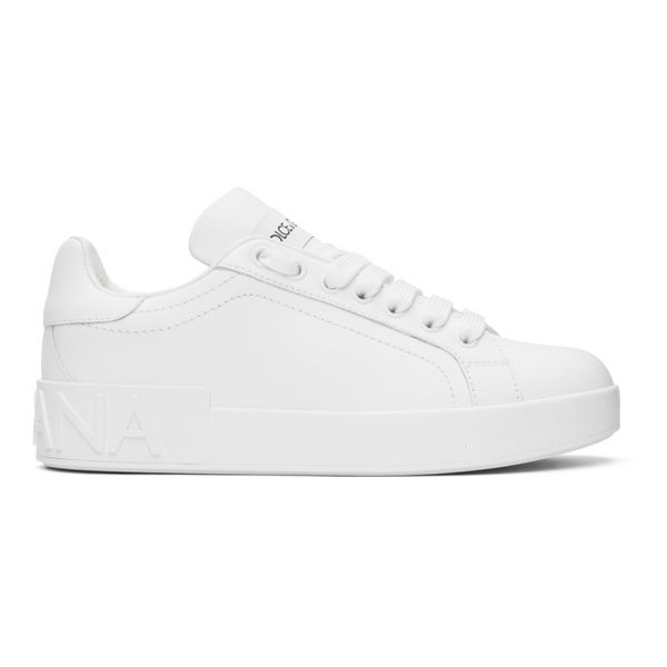 돌체앤가바나 Dolce&Gabbana White Calfskin Portofino Sneakers 241003F128006