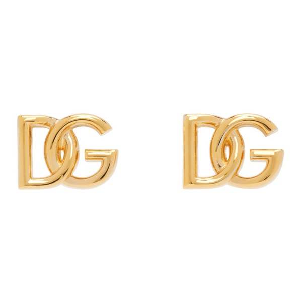 돌체앤가바나 Dolce&Gabbana Gold Logo Stud Earrings 241003F022008