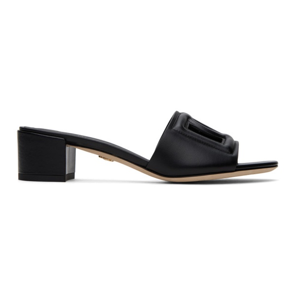 돌체앤가바나 Dolce&Gabbana Black Calfskin DG Logo Heeled Sandals 241003F125001