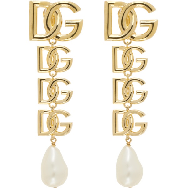 돌체앤가바나 Dolce&Gabbana Gold Clip-On Logo Earrings 241003F022014