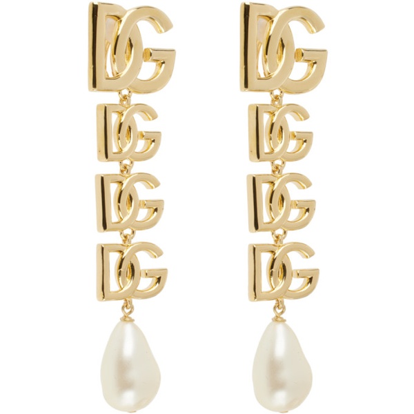 돌체앤가바나 Dolce&Gabbana Gold Clip-On Logo Earrings 241003F022014