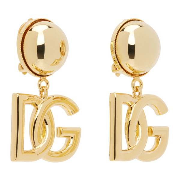 돌체앤가바나 Dolce&Gabbana Gold Clip-On Logo Earrings 241003F022003