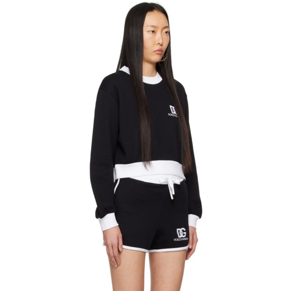 돌체앤가바나 Dolce&Gabbana Black Embroidered Sweatshirt 241003F098000