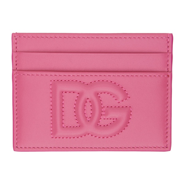 돌체앤가바나 Dolce&Gabbana Pink Embossed Card Holder 241003F040001
